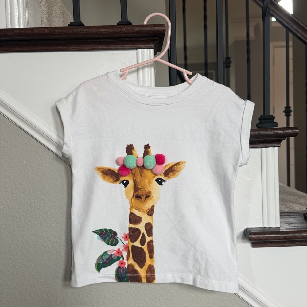 Charming White Giraffe Tee for Kids
